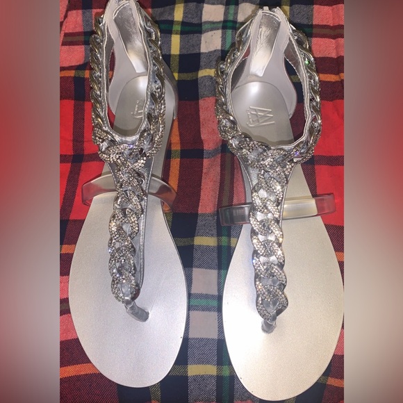 Women's Aurora Crystal Chain Flat Sandals - Picture 1 of 10